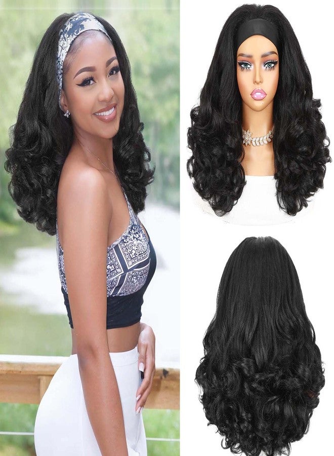 Quantum Love Yaki Curly Headband Wigs for Black Women - Kinky Straight Black Headband Curly Ends Synthetic Wear and Go Glueless Half Wig with Headbands Attached - Image 1